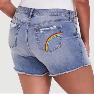 Torrid Rainbow Midi Denim Short